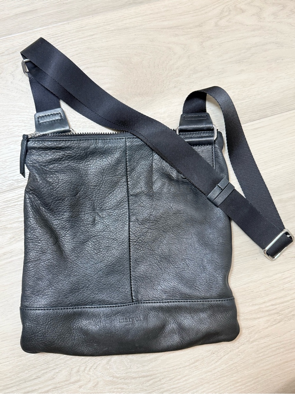 Margot New York Black Leather Crossbody Bag with Adjustable Strap